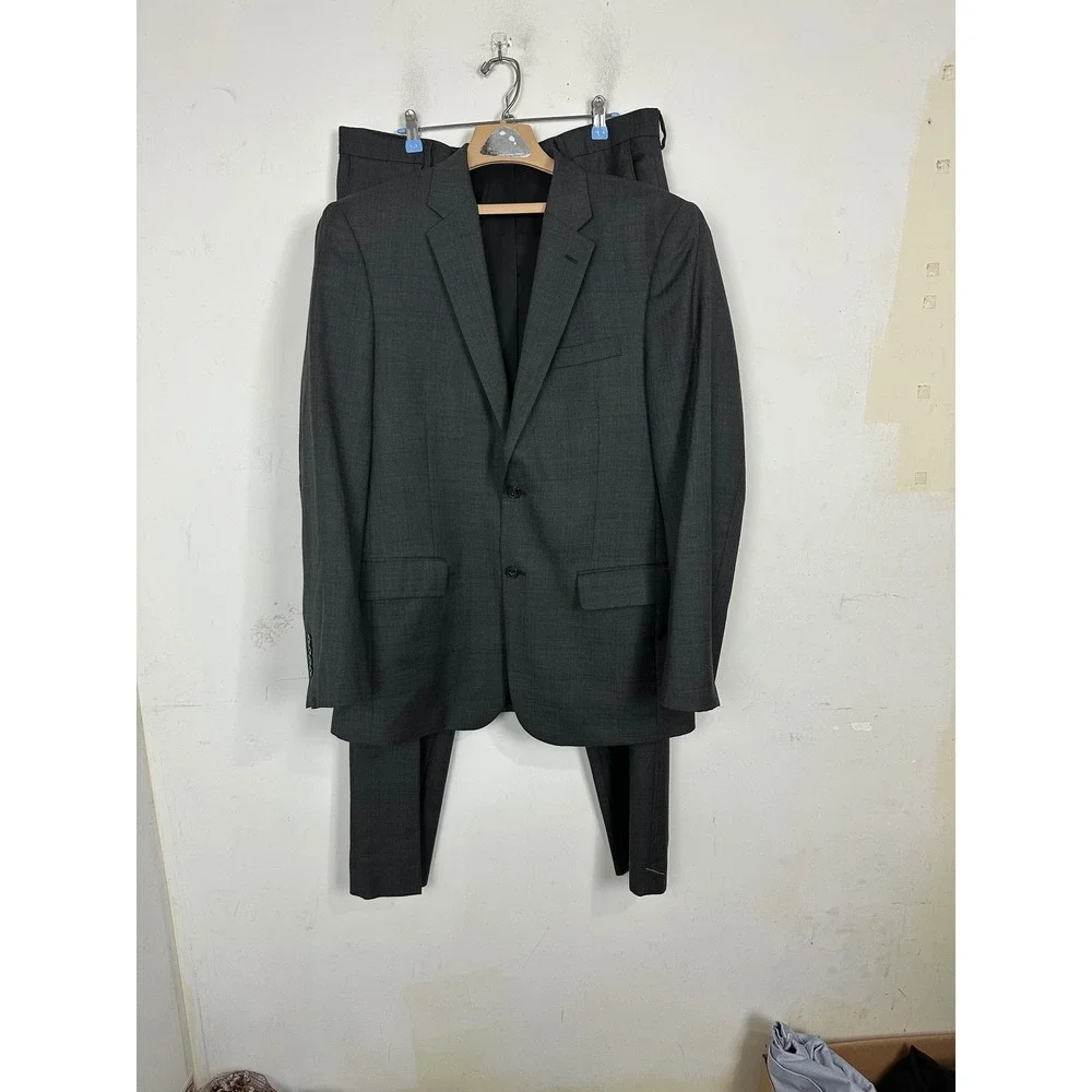Jos. A. Bank Traveler's Collection Suit 42L Charcoal Gray 100% Wool Tailored Fit